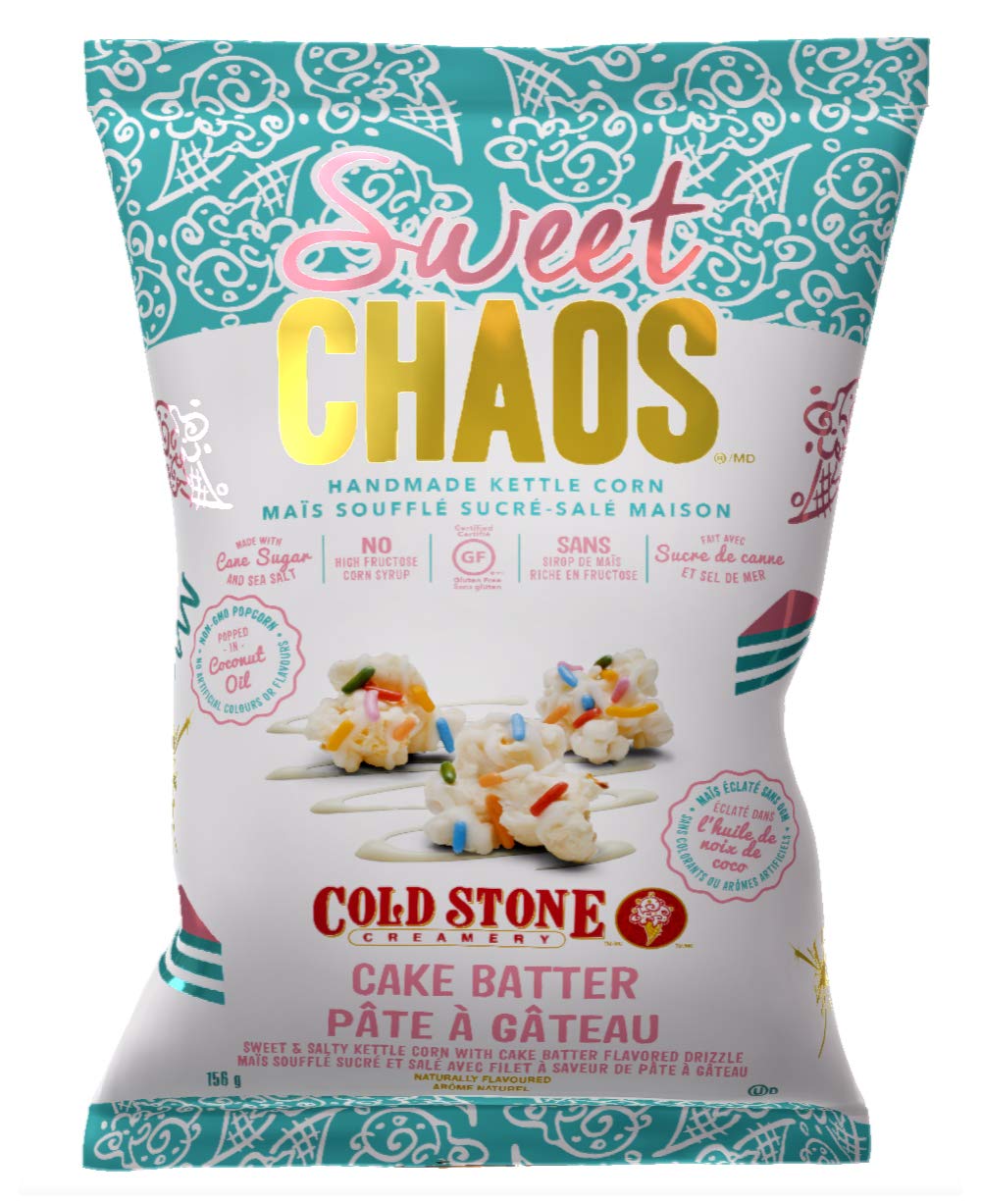 Sweet Chaos Handmade Kettle Corn, Coldstone Creamery Cake Batter Drizzle, 5.5 Ounce Bag