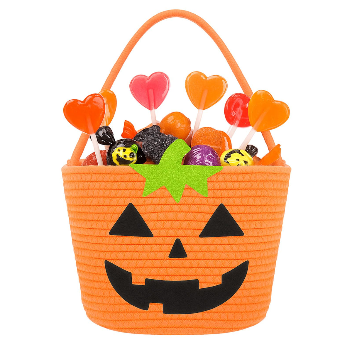 ShellKingdom Halloween Basket, Trick or Treat Basket, Cute Pumpkin Candy Bucket, Halloween Decorations Gift Baskets for Boys Girls