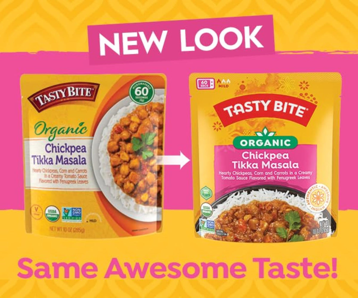 Tasty Bite Organic Chickpea Tikka Masala, Ready to Eat, Microwavable Entrée, Vegan, 10 Ounce (Pack of 6)