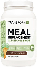 TransformHQ Meal Replacement Shake Powder 28 Servings (Mint Chocolate Chip) - 20G Protein per Serving, Non-GMO