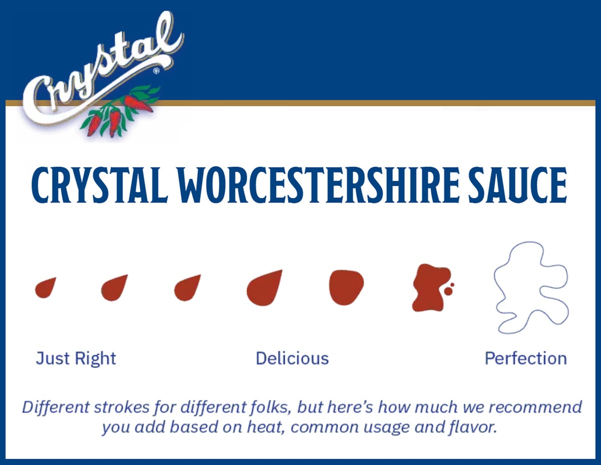 Crystal Louisiana's Worcestershire Sauce, 10 Ounce, Tangy Seasoning for Snack Mix, Marinades, A Little Kick, A Lotta Flavor