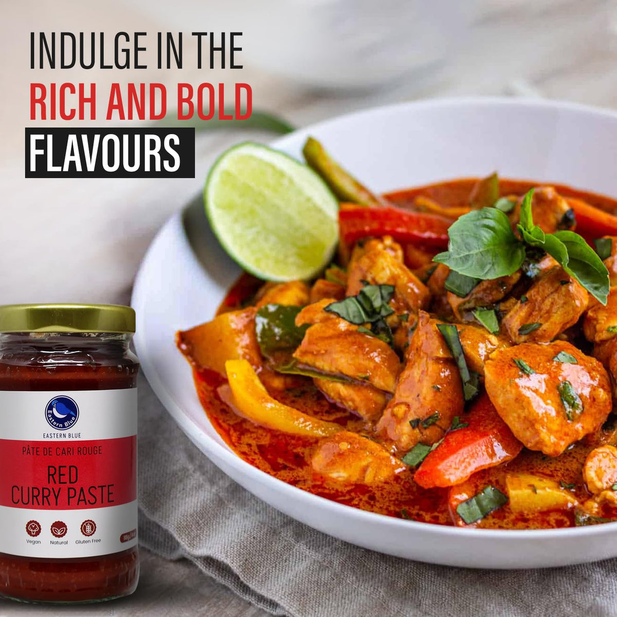 Thai Red Curry Paste 4 Oz Pack of 2 | Vegan, Gluten Free, Nut Free | Elevate your dishes with Authentic Spices | Eastern Blue Thai Curry Paste | 125