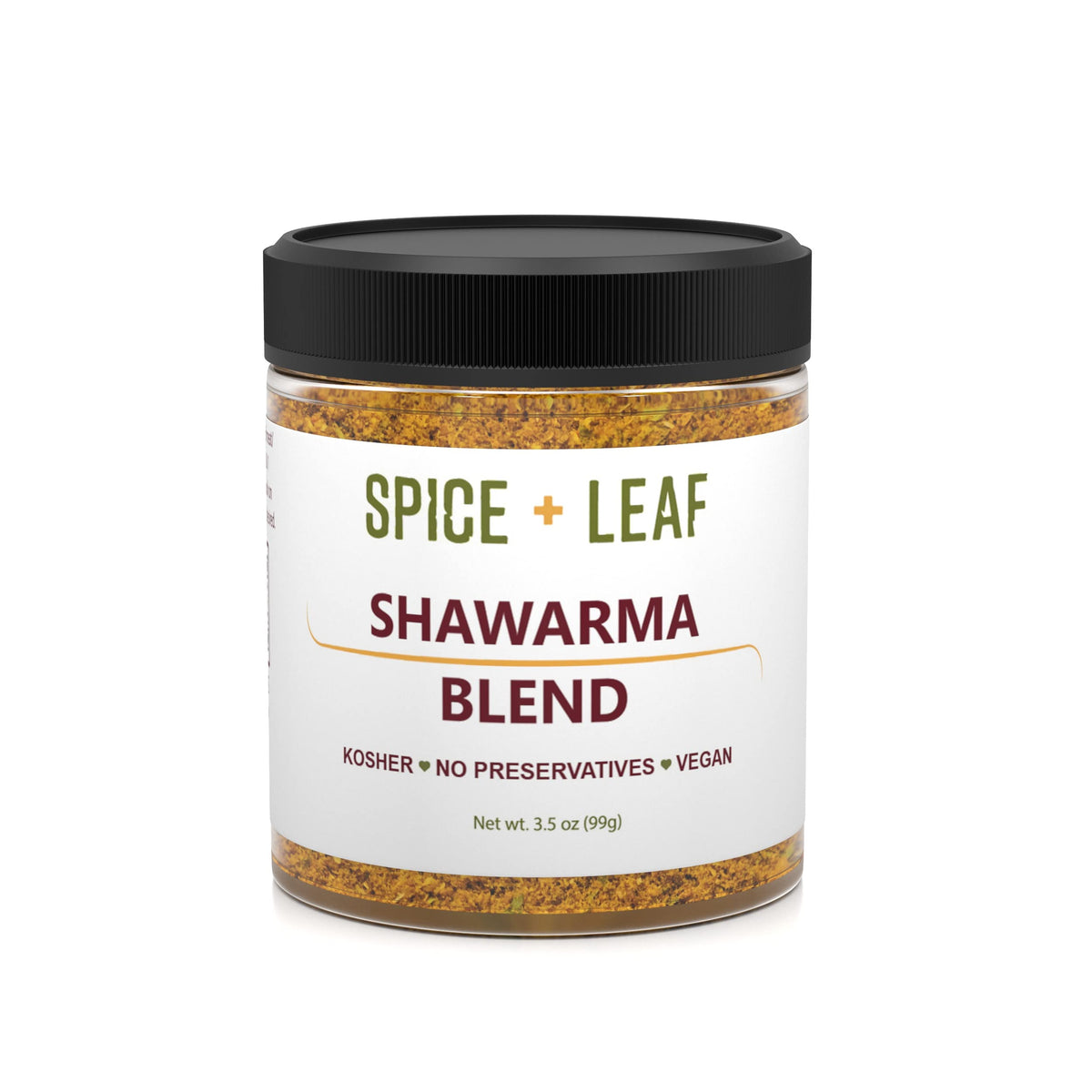 Premium Shawarma Spice Seasoning by Spice + Leaf, 3.5 Oz - Kosher, Vegan Preservative Free Spice Blend for Middle Eastern Flavor. Vegetarian, Dairy