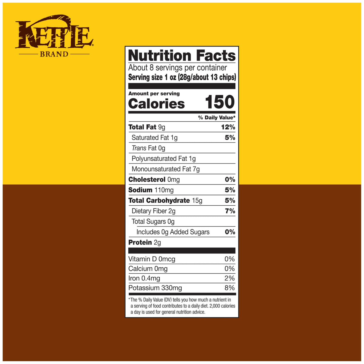 Kettle Brand Sea Salt Kettle Potato Chips, Gluten-Free, Non-GMO, 7.5 oz Bag