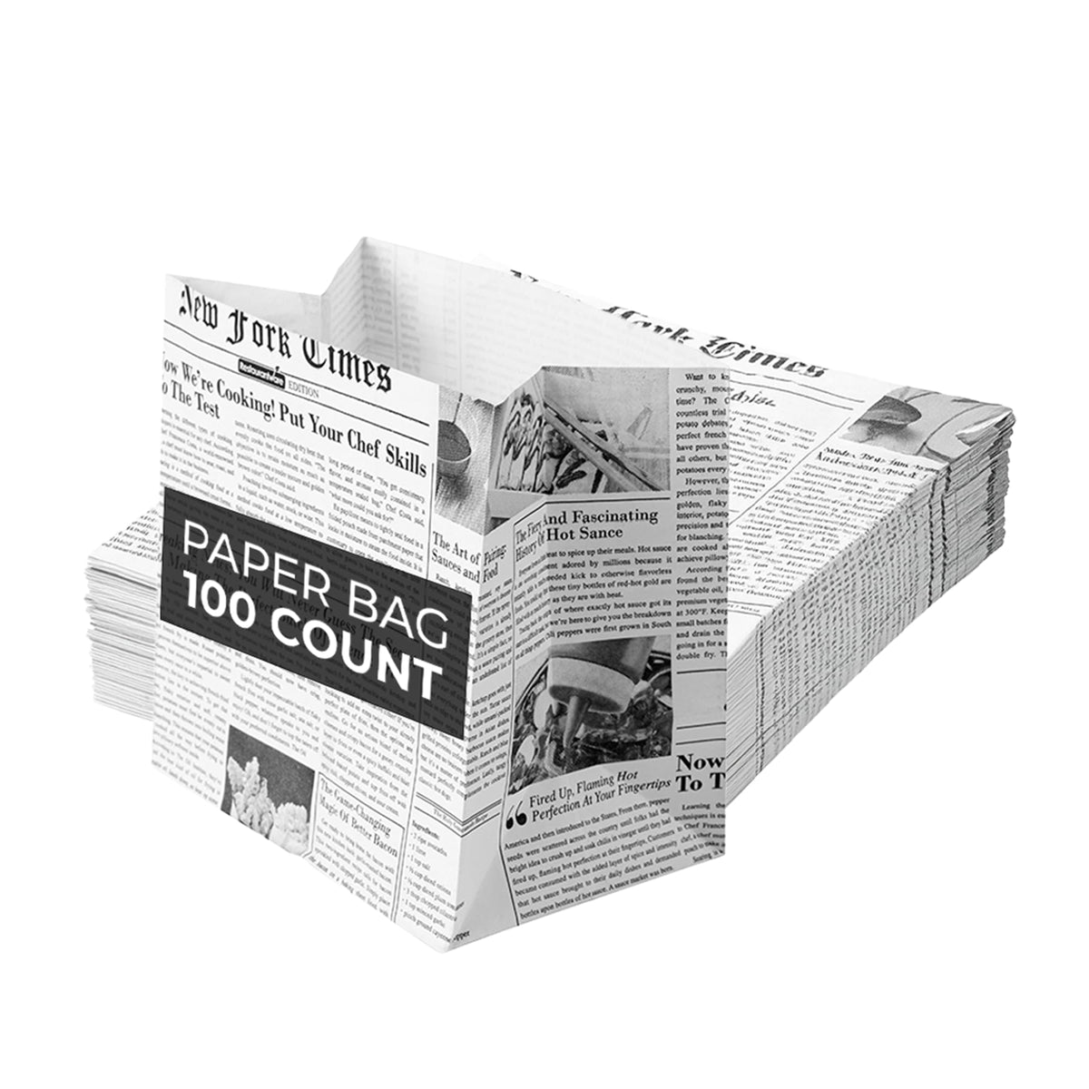 Restaurantware Snack Bags 100 Count 4 x 2.25 x 3.75 Inches Paper Flat Bottom Newsprint Small Food Bags Disposable Newsprint Color
