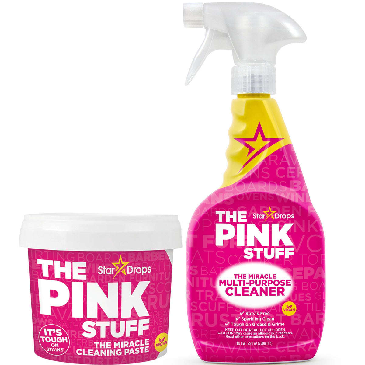Stardrops - The Pink Stuff - The Miracle Cleaning Paste and Multi-Purpose Spray 2-pack Bundle (1 Cleaning Paste, 1 Multi-Purpose Spray)