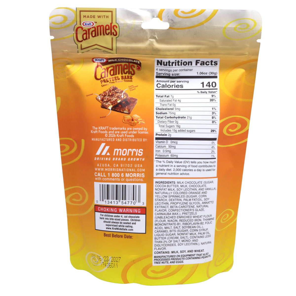 Milk Chocolate Candy Corn Pretzel Bark, Festive Fall Snack, 4.2 Ounces