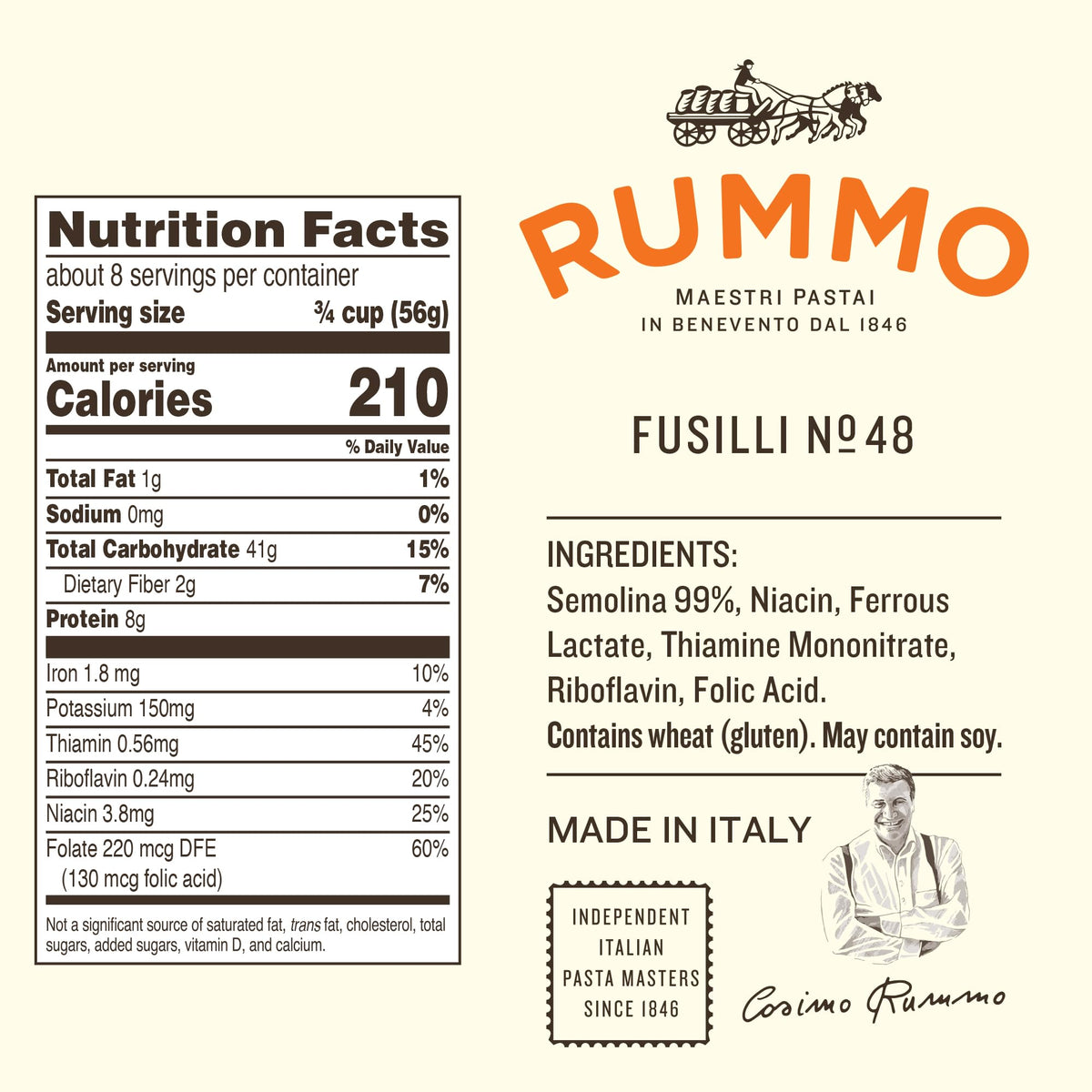 Rummo Fusilli Pasta N.48 - Fusilli Pasta Noodles, Spiral Pasta, Italian Pasta, Curly Noodles, Dry Pasta, Durum Wheat Pasta - 16 Ounce (Pack of 1)