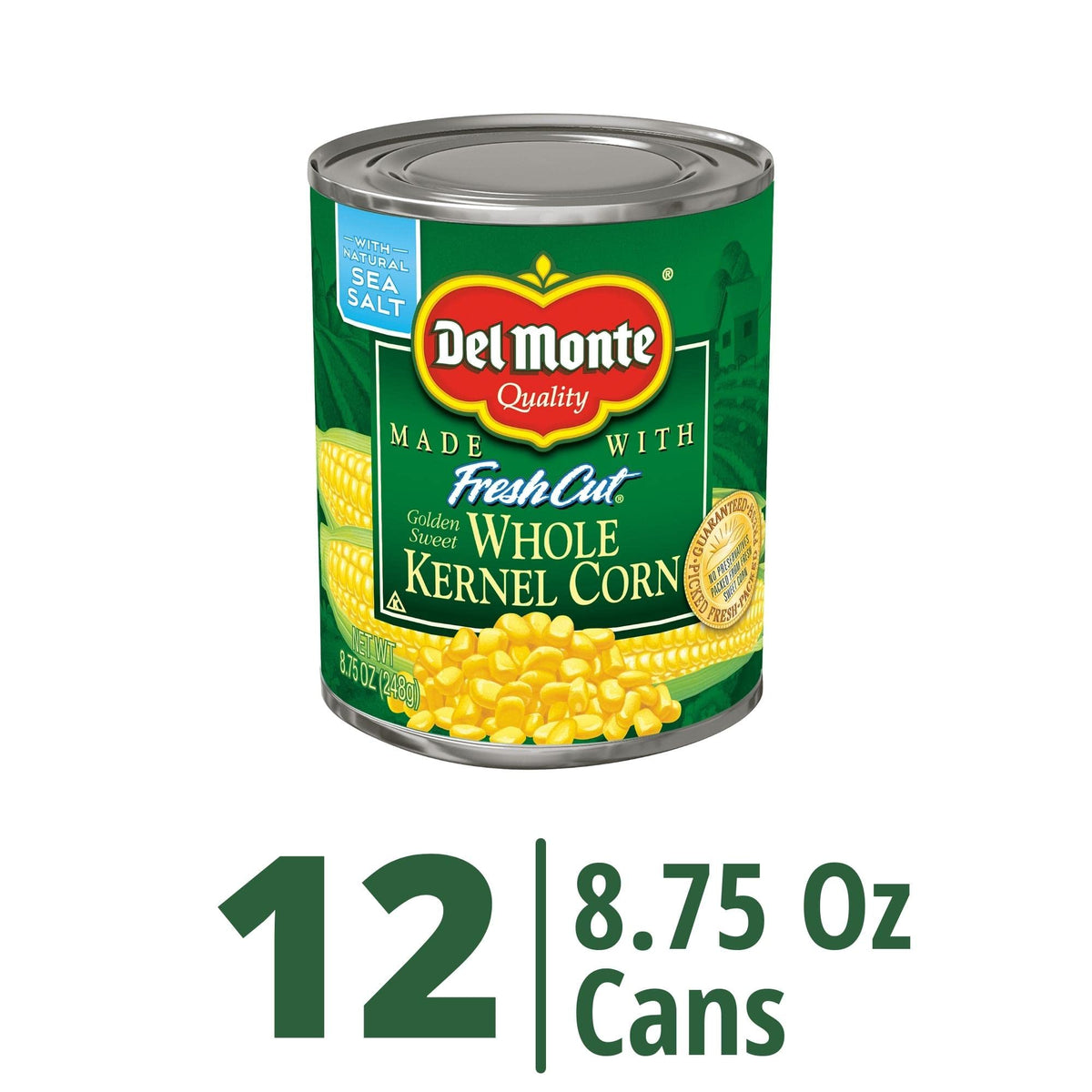 DEL MONTE FRESH CUT Golden Sweet Whole Kernel Corn, Canned Vegetables, 12 Pack, 8.75 oz Can