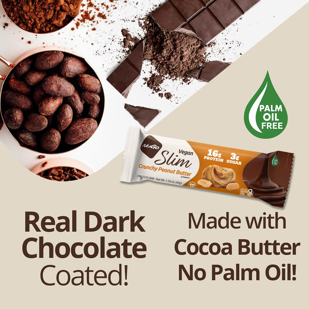 NuGo Slim Dark Chocolate Mint, 17g Vegan Protein, 3g Sugar, 6g Fiber, Low Net Carb, Keto Friendly, Gluten Free, 12 Count
