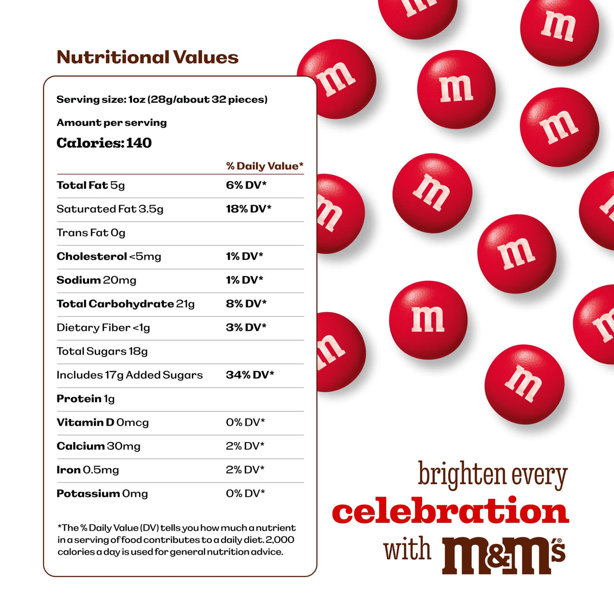 M&M’S Milk Chocolate Red Candy - 2lbs of Bulk Candy in Resealable Pack for Candy Buffet, Birthday Parties, Theme Meetings, Candy Bar, Sweet Stuff