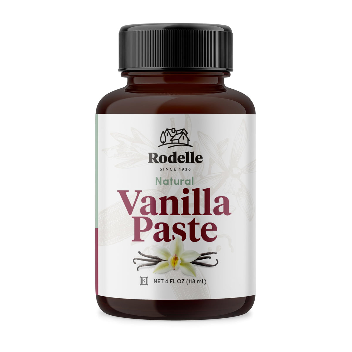 Rodelle Vanilla Bean Paste, Madagascar Bourbon for Baking, Gluten Free, 4 Fl Oz.