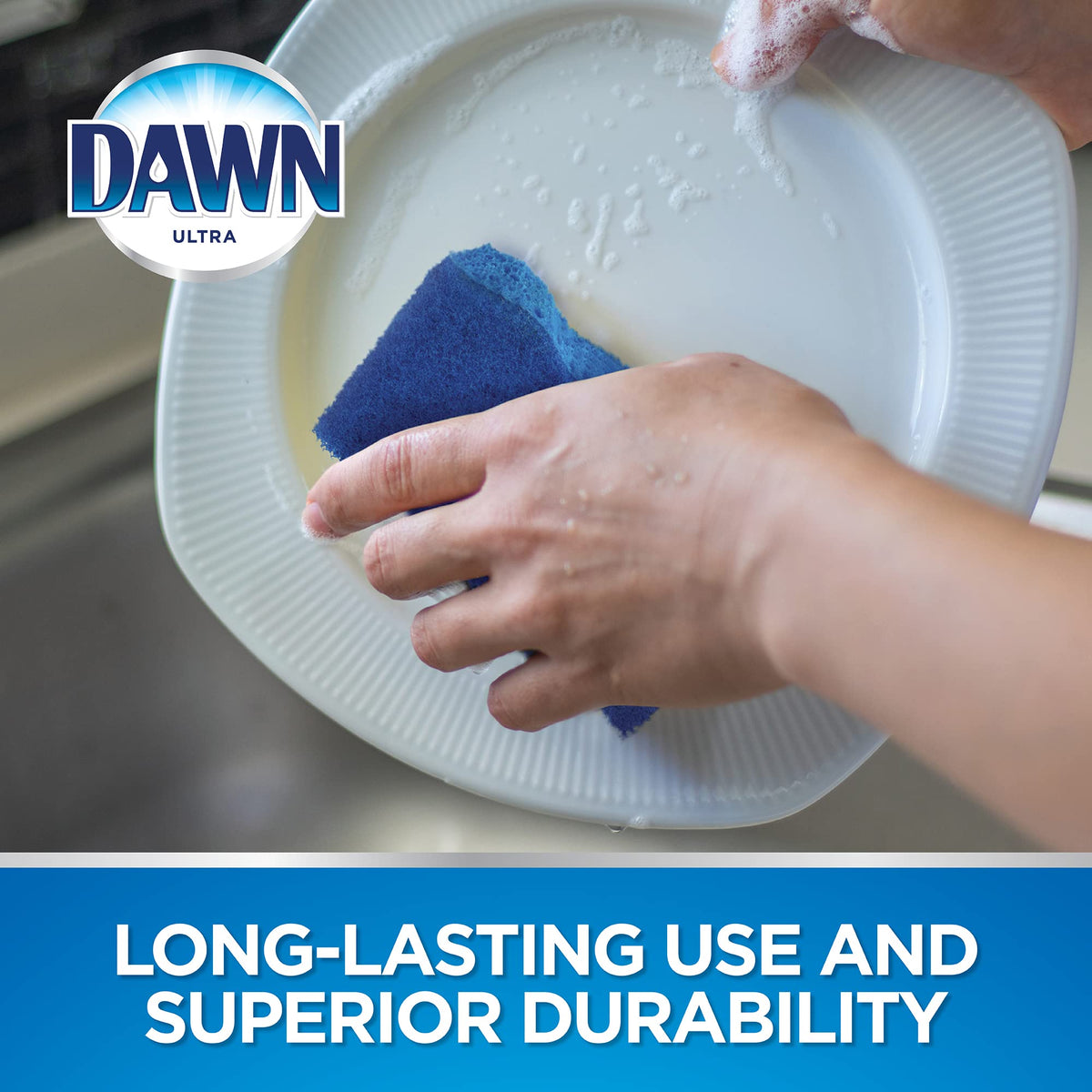 Dawn Non-Scratch Kitchen Dish Sponges, Blue (Pack of 4)