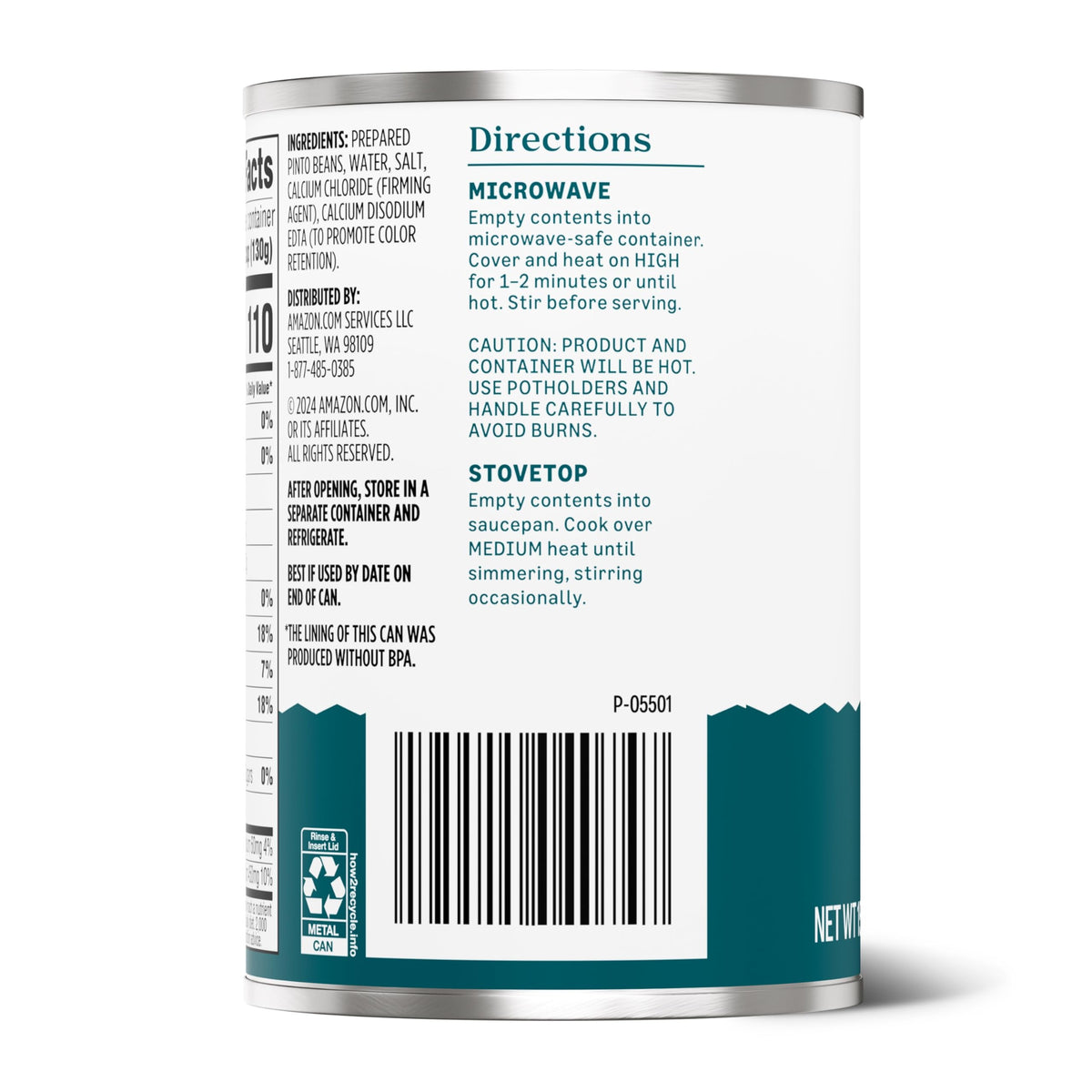 Amazon Grocery, Canned Pinto Beans, 15.5 Oz