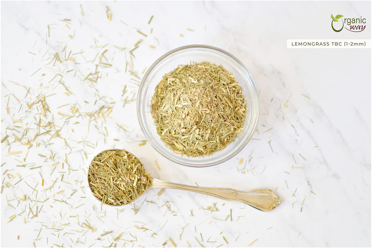 Organic Way Dried Lemongrass Fine Cut & Sifted | Herbal Tea (Cymbopogon citratus) - Organic & Kosher Certified | Raw, Vegan, Non GMO & Gluten Free |