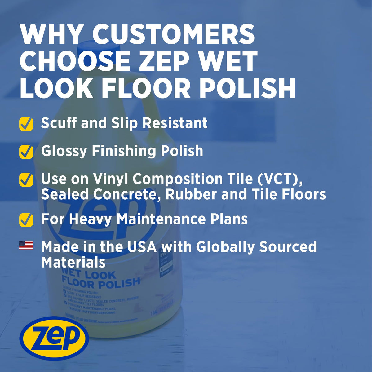 Zep Zuwlff5g Wet Look Floor Finish, 5-Gals. Floor Cleaner, Stripper & Polish