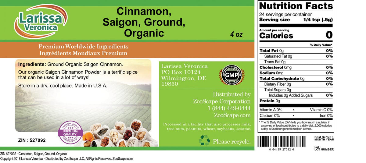 Cinnamon, Saigon, Ground, Organic (4 oz, ZIN: 527092) - 2 Pack