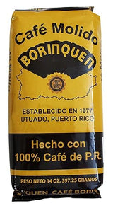 Cafe Molido Borinquen Pure Ground Coffee From Puerto Rico Mountains 14 Ounce Bags (2 Pack)