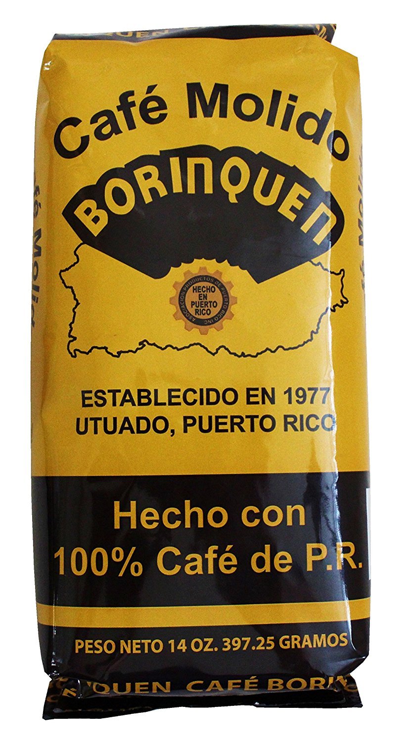 Cafe Molido Borinquen Pure Ground Coffee From Puerto Rico Mountains 14 Ounce Bags (2 Pack)