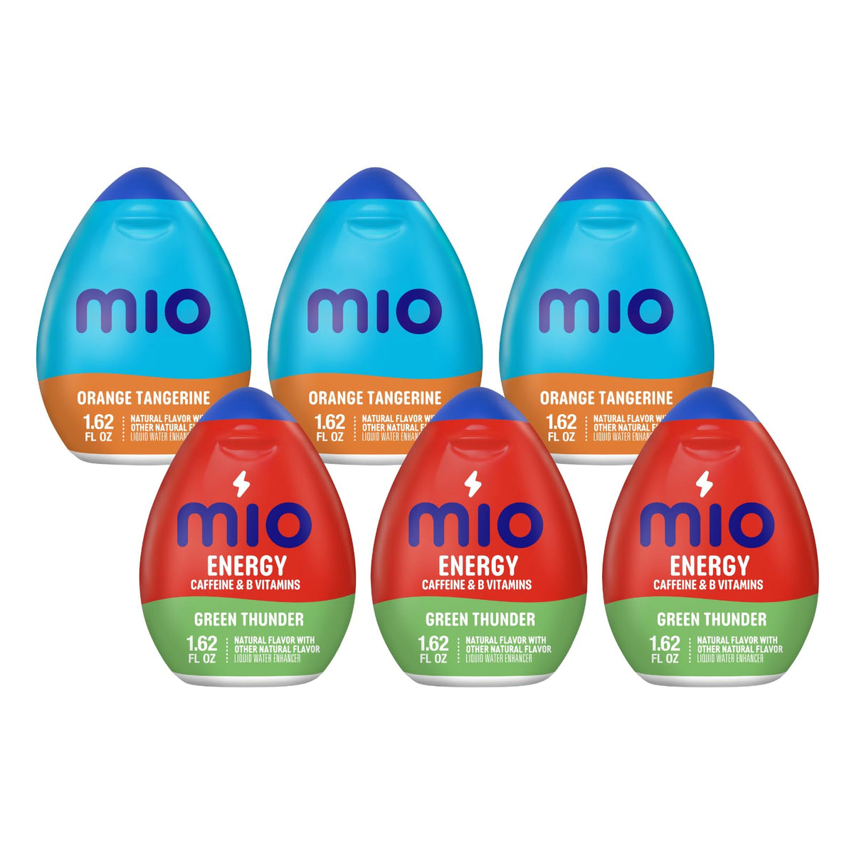 MiO Water Enhancer Duo for Sugar Free Hydration, Energy Support and Drink Mixing with Caffeine and B Vitamins, Orange Tangerine and Green Thunder