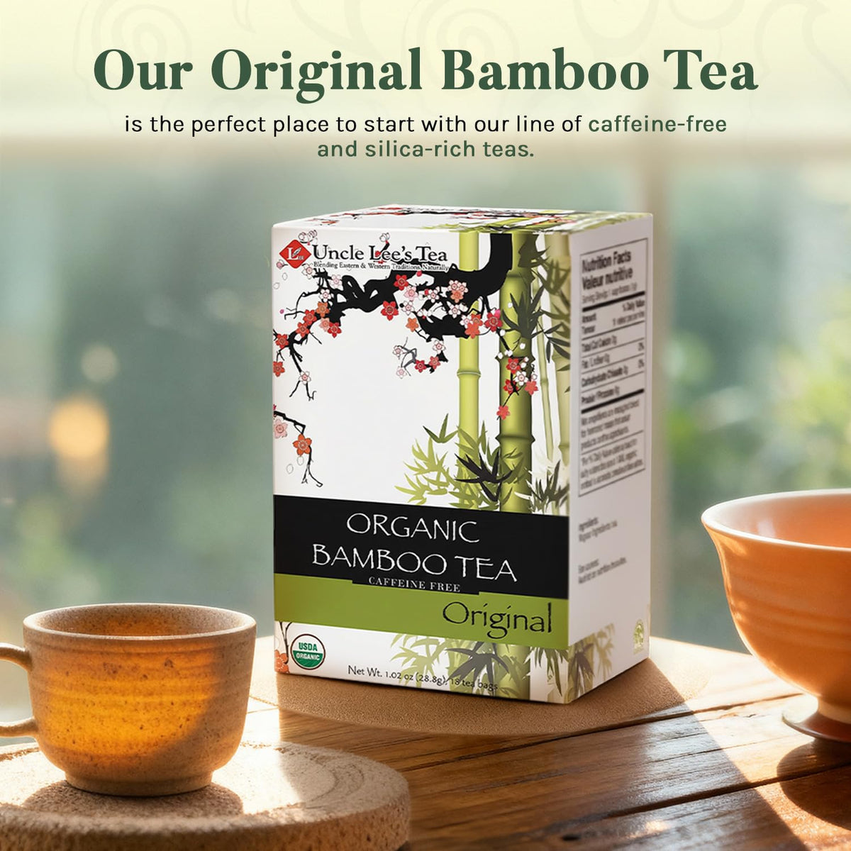 Uncle Lee's Organic Tea, Bamboo - Delicate & Refreshing Brew, Naturally Caffeine Free, Great for Hair, Skin & Nails, 18 Tea Bags