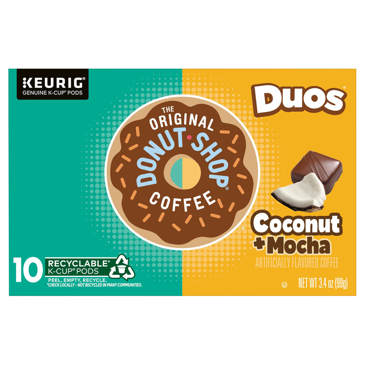 Donut Shop Coffee, Coffee Kcup Coconut Mocha 10 Count, 3.4 Ounce