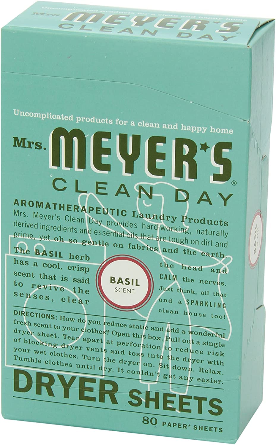 Mrs. Meyer's Clean Day Basil Scent Fabric Softener Sheets 80 oz.
