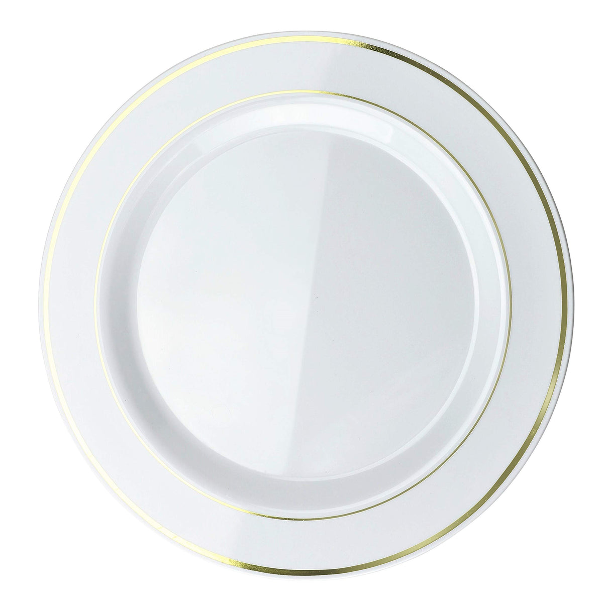 OCCASIONS 360 Pcs set (60 guest) Wedding Disposable Plastic Plate and Silverware Combo 10.5" + 7.5" + Silverware (Double Fork) (White & Gold Rim