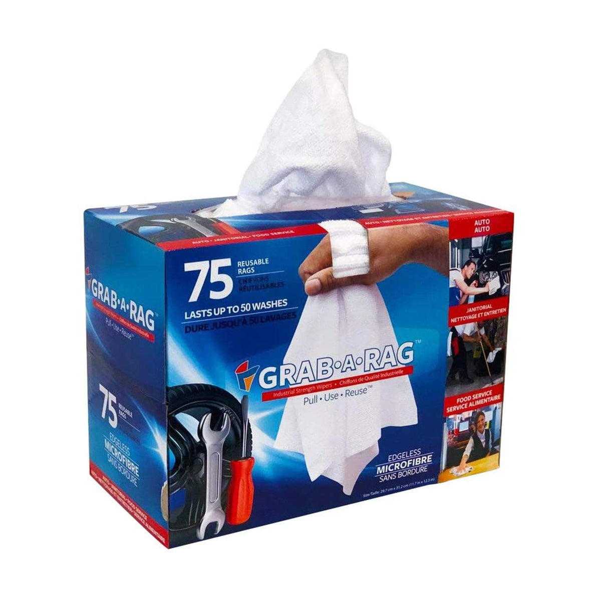 Multi Use Cleaning Rags 75 Count Super Absorbent edgeless White Rags, Washable, Multi-use Rags