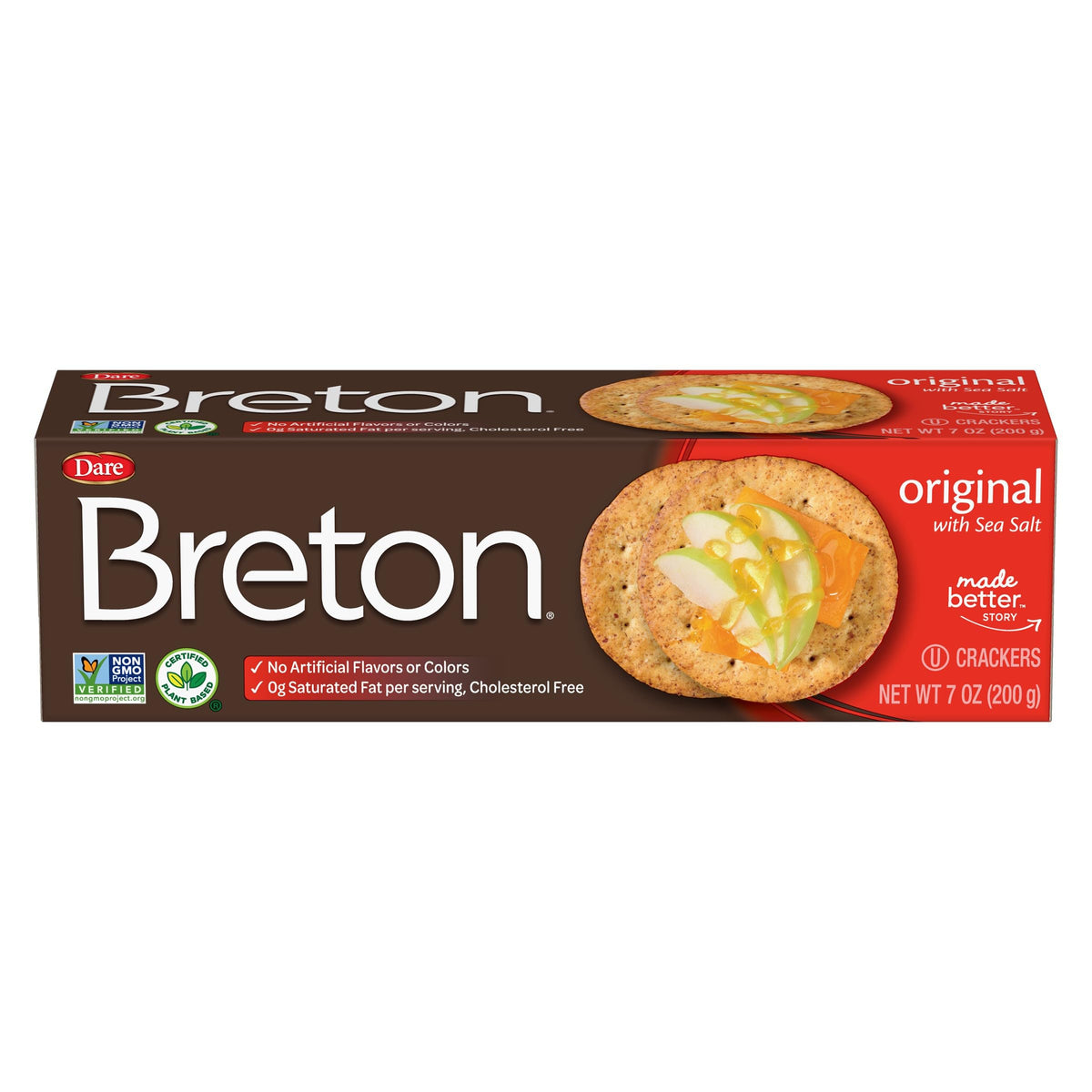 Dare Breton Crackers - Party Snacks with no Artificial Flavors and 0g of Trans Fat per Serving - Original, 7 Oz (Pack of 12)