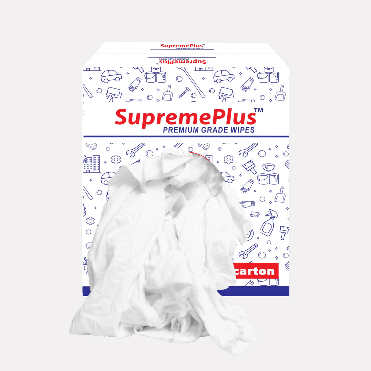 SupremePlus Recycled White T-Shirt Cleaning Rags (25 lbs. Box) - Shop Rags Bulk for Oil, Stain, Grease, Paint, and Auto Cleaning, Multipurpose White