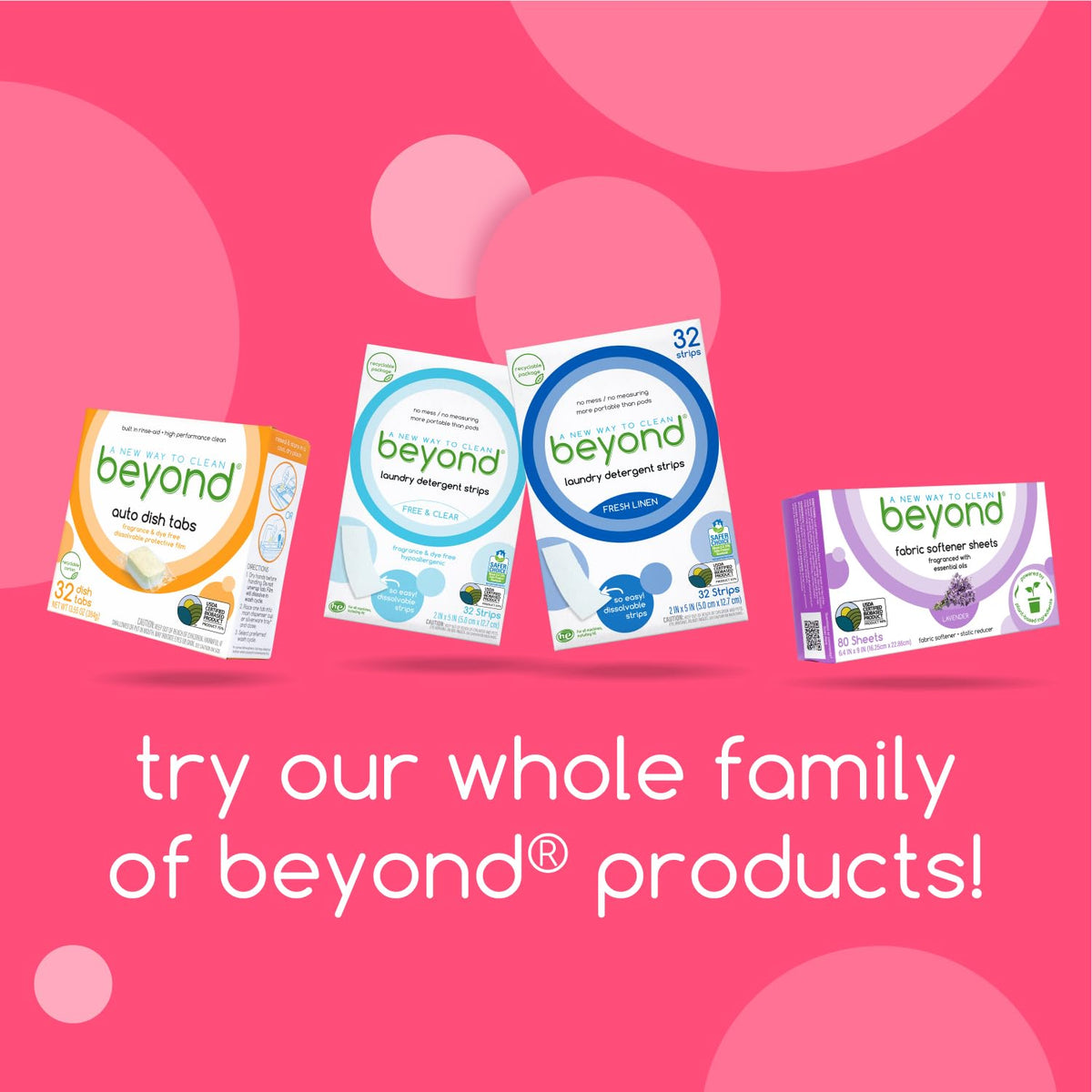 Beyond Laundry Detergent Strips [32 strips] - Free & Clear - Eco-friendly, Hypoallergenic. Travel friendly. Dissolvable Strips.