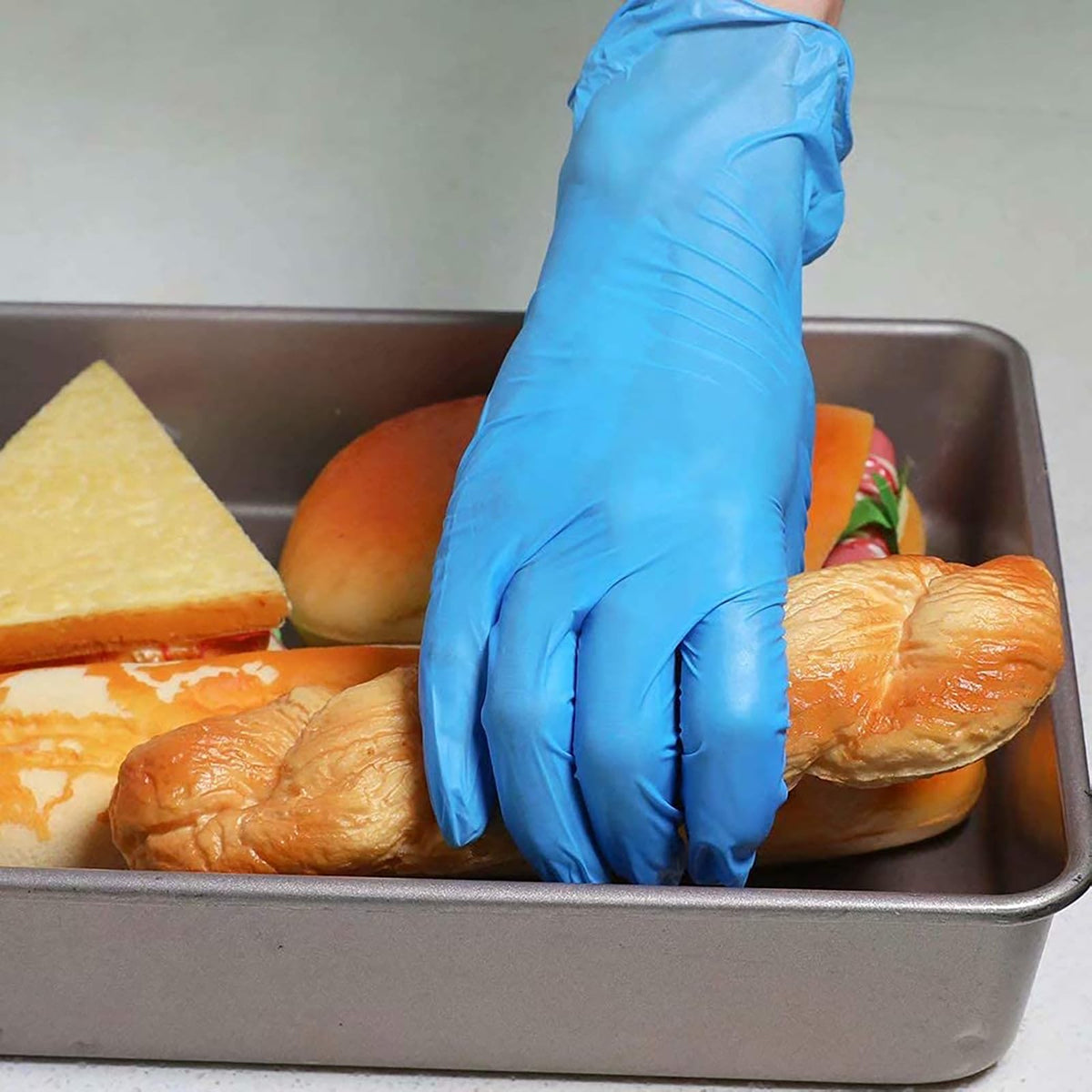 COYACOOL Disposable Gloves Large, Nitrile and Vinyl Blend Material Gloves, Latex Free, 4 Mil,100 Pc. - Food Grade Glove for Cleaning, Food Prep,Hair