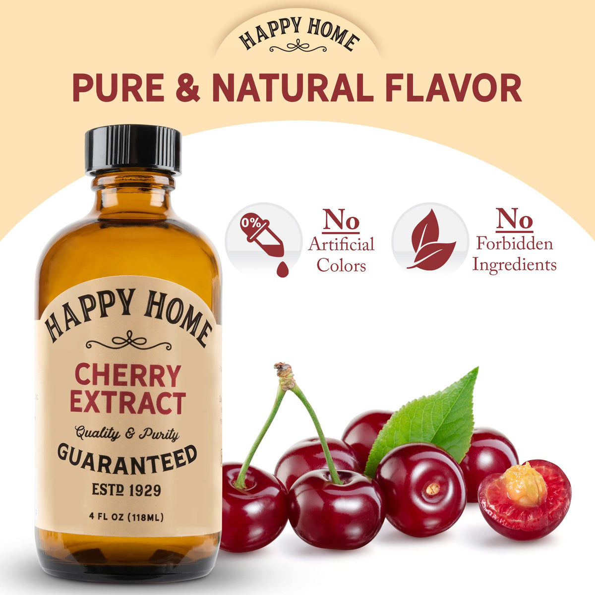 Happy Home Natural Cherry Flavor - Certified Kosher, 4 oz.