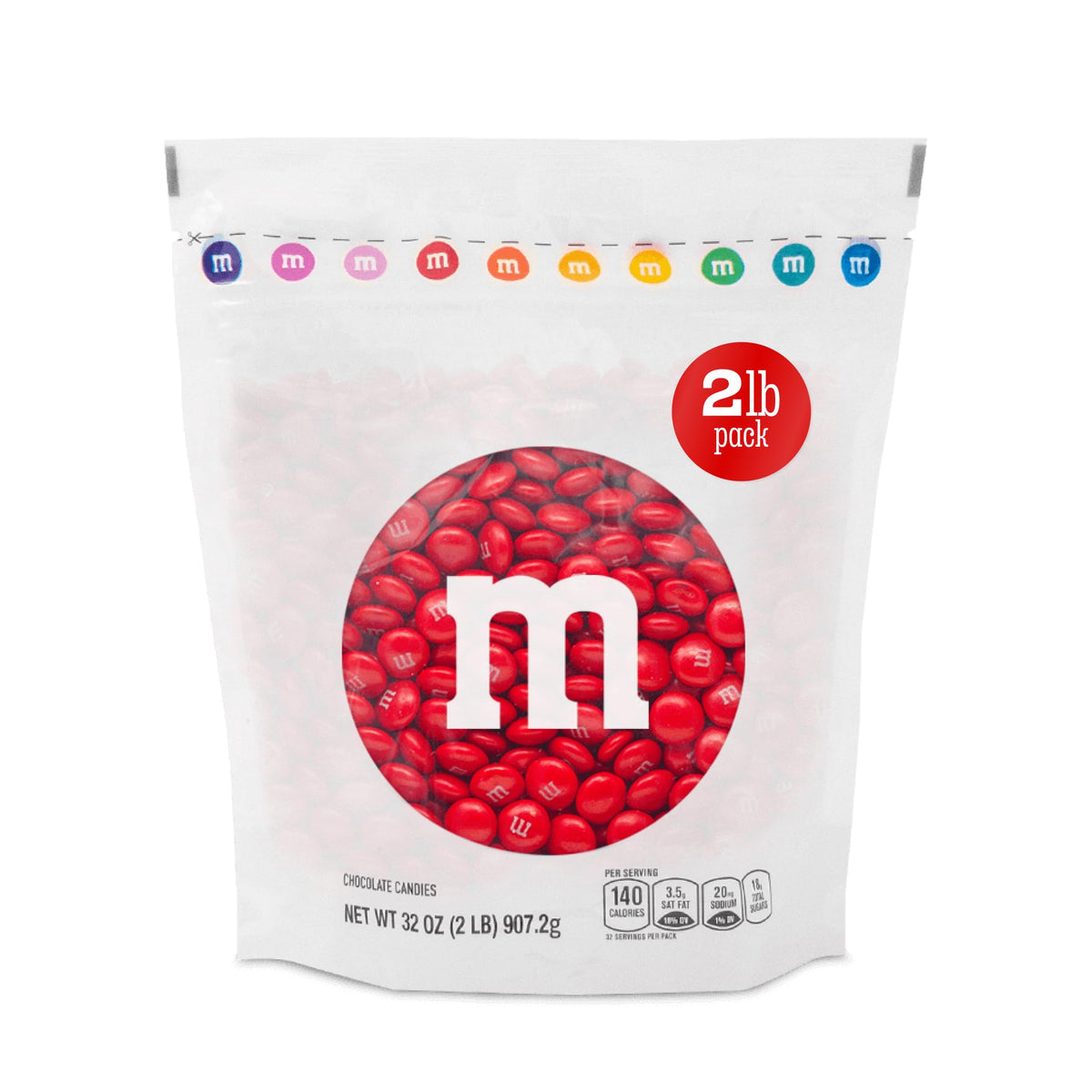 M&M’S Milk Chocolate Red Candy - 2lbs of Bulk Candy in Resealable Pack for Candy Buffet, Birthday Parties, Theme Meetings, Candy Bar, Sweet Stuff