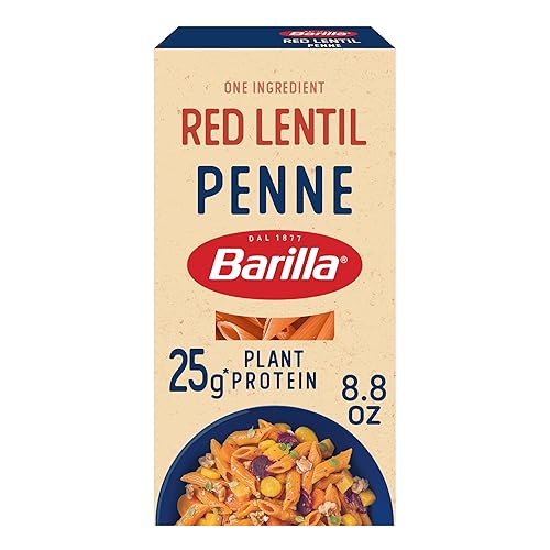 Barilla Red Lentil Penne Pasta, 8.8 oz - Vegan, Gluten Free, Non GMO & Kosher - Made with Plant Based Protein