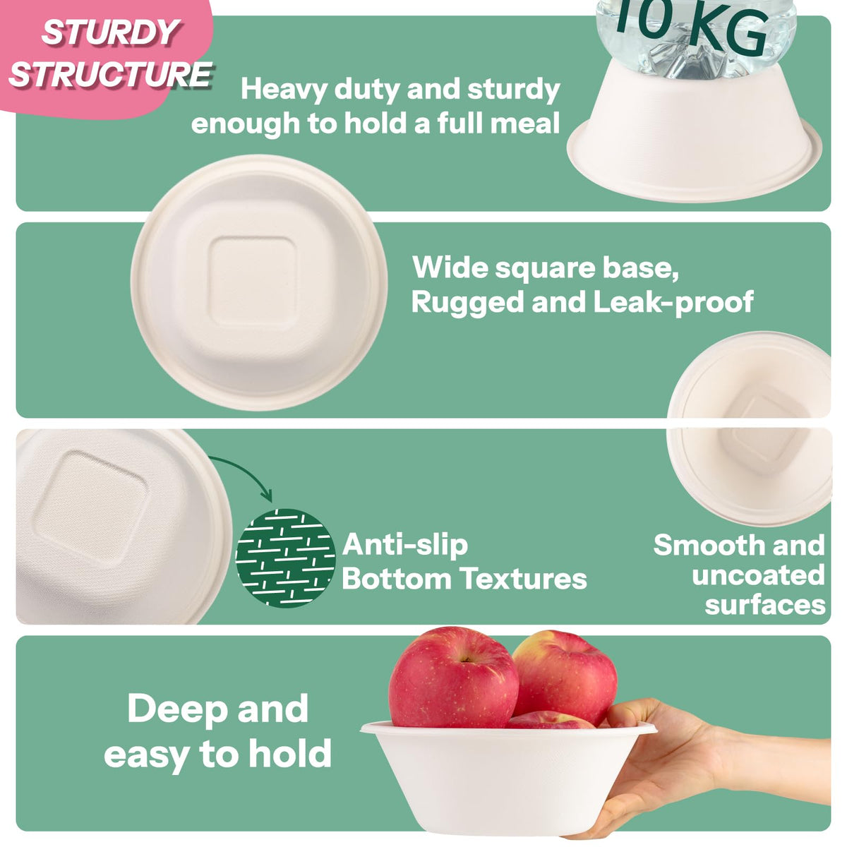 Homestockplus Large Disposable Bowls 48 Oz Heavy Duty Compostable Paper Bowls [100 Pack], Extra Large Catering Bowls for Restaurants, Salad, Buffet