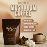 Kate Naturals Mushroom Coffee Instant (15 Servings, 3.17oz) Organic Lion's Mane, Chaga, Cordyceps, Red Reishi, Turkey Tail, Shiitake & Agave Inulin