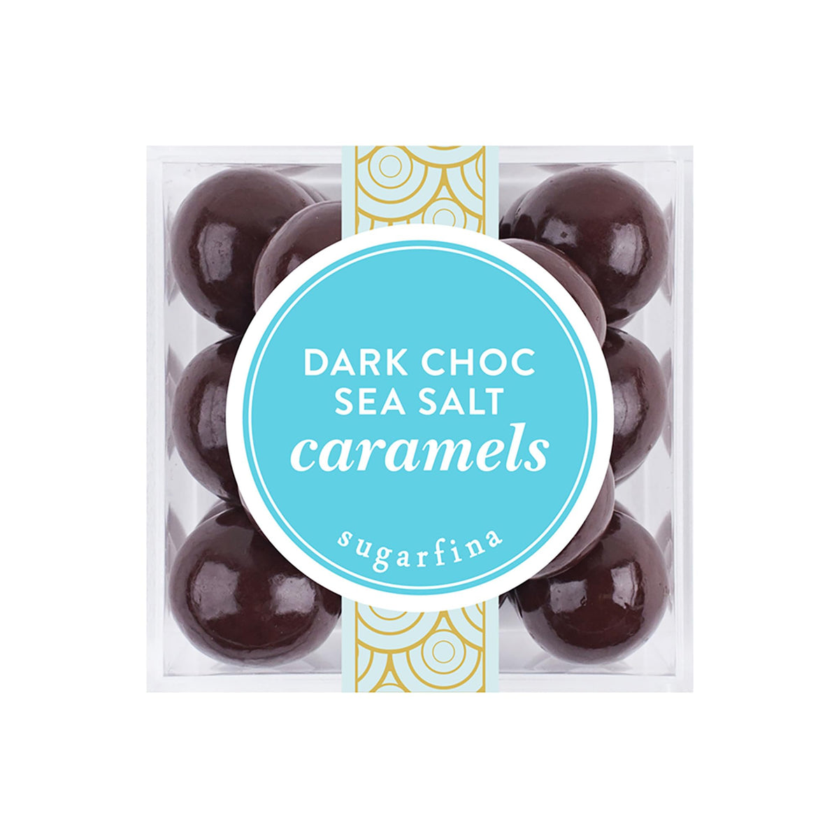 Sugarfina Dark Chocolate Sea Salt Caramels Small Candy Cube, Chocolate Bites, 2.6 oz, 4 Count
