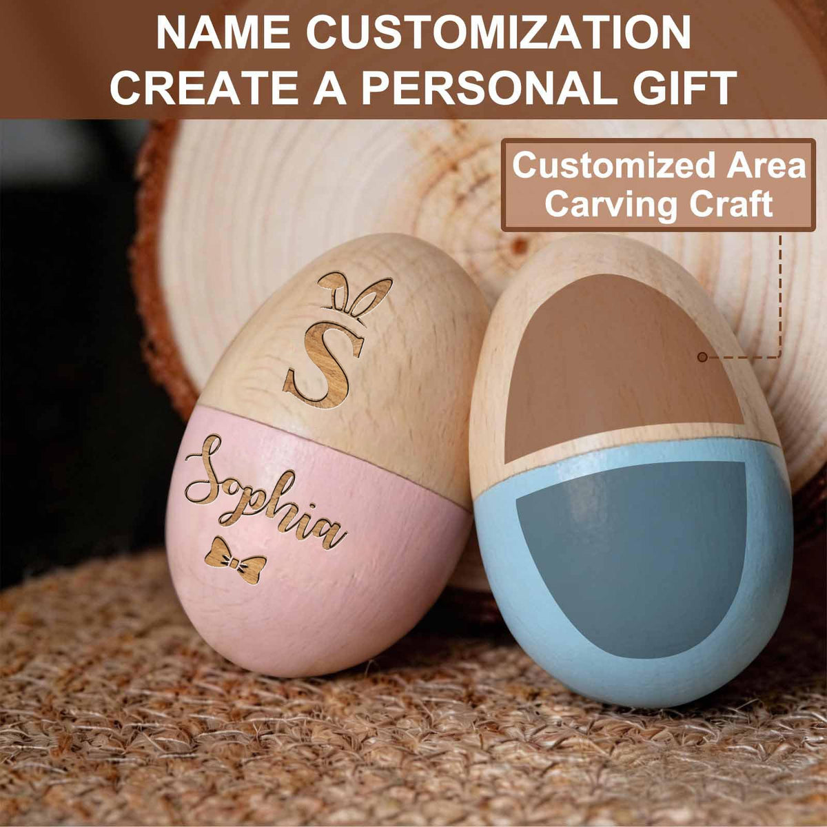 Custom Easter Egg, Personalized Easter Hollow Fillable Wooden Eggs, First Easter Gift for Boys Girls, Easter Home Decor