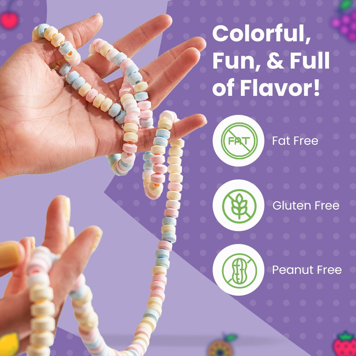 Smarties Candy Necklace - Bulk Candy Individually Wrapped - Gluten Free & Vegan, Fruit Flavored, Hard Candy on Stretch String - Perfect Party Favors