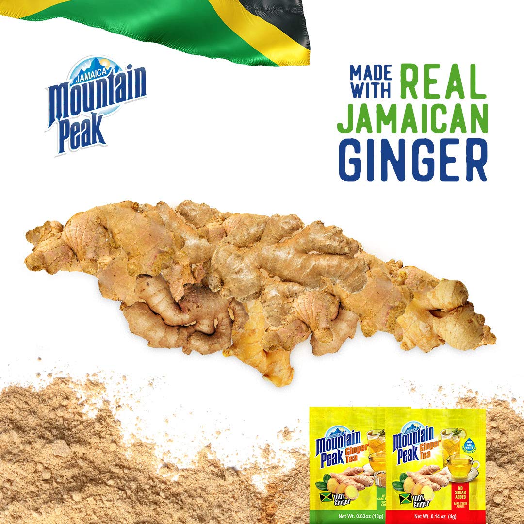 Jamaica Mountain Peak Original Ginger Tea, Unsweetened, 14 x 0.42 oz Sachets (Pack of 3) - Total 42 Sachets