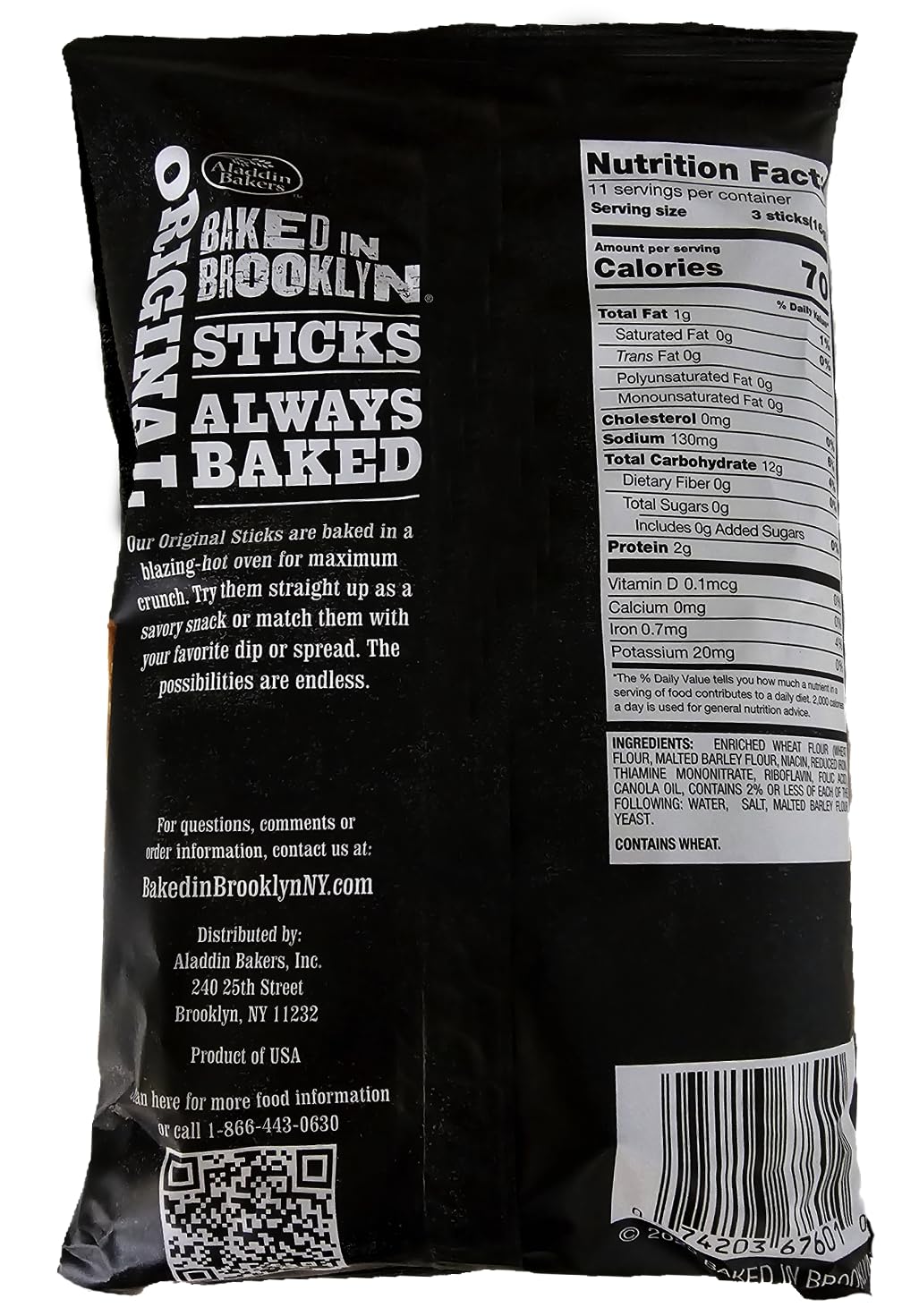 Baked In Brooklyn Snack Stick Original, (Pack of 4) 6 Ounce
