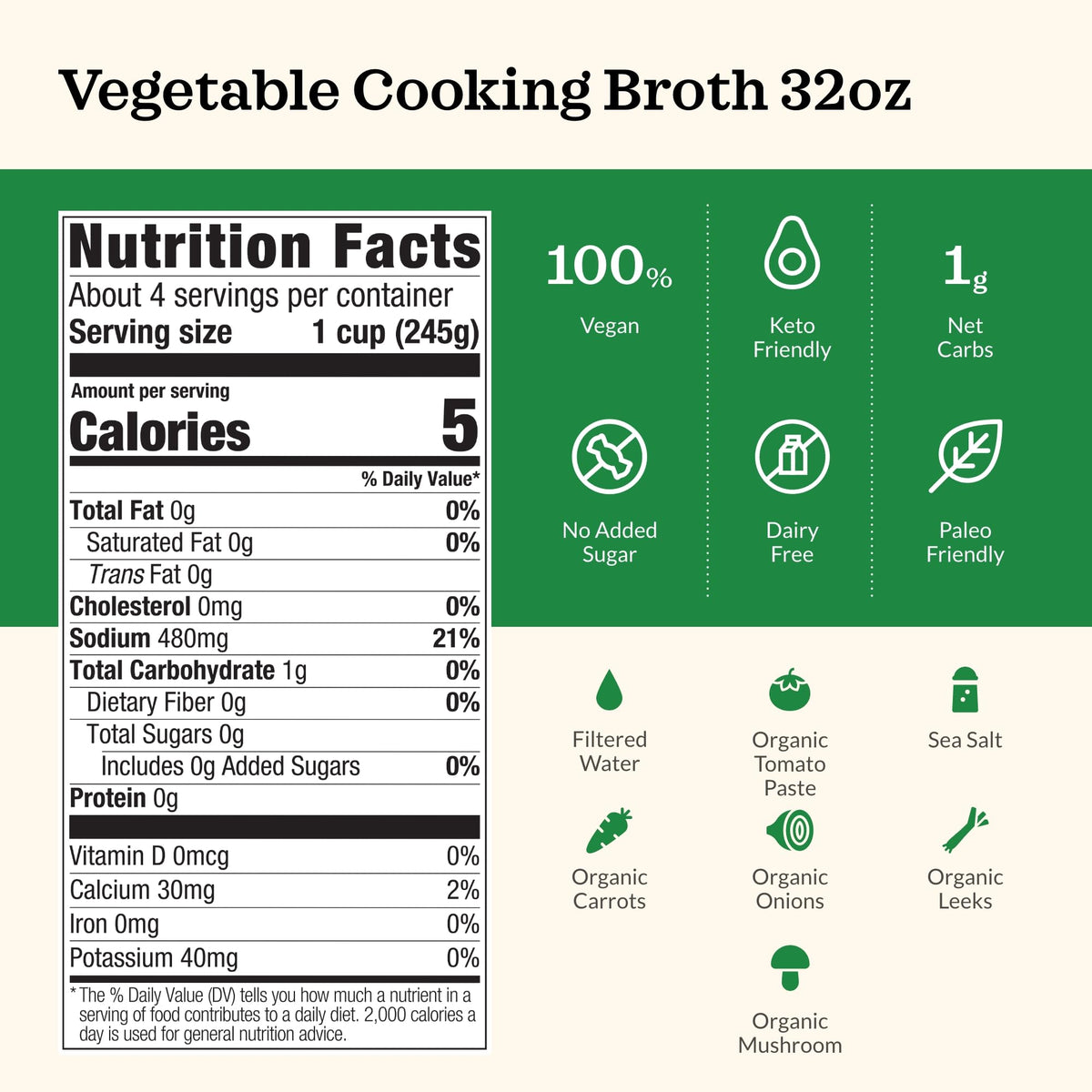 Vegetable broth by Kettle and Fire - fresh vegetables soup, Gluten-Free, Paleo Friendly, Dairy Free, Keto Diet, Natural Soup Base, 32oz (Pack of 4)