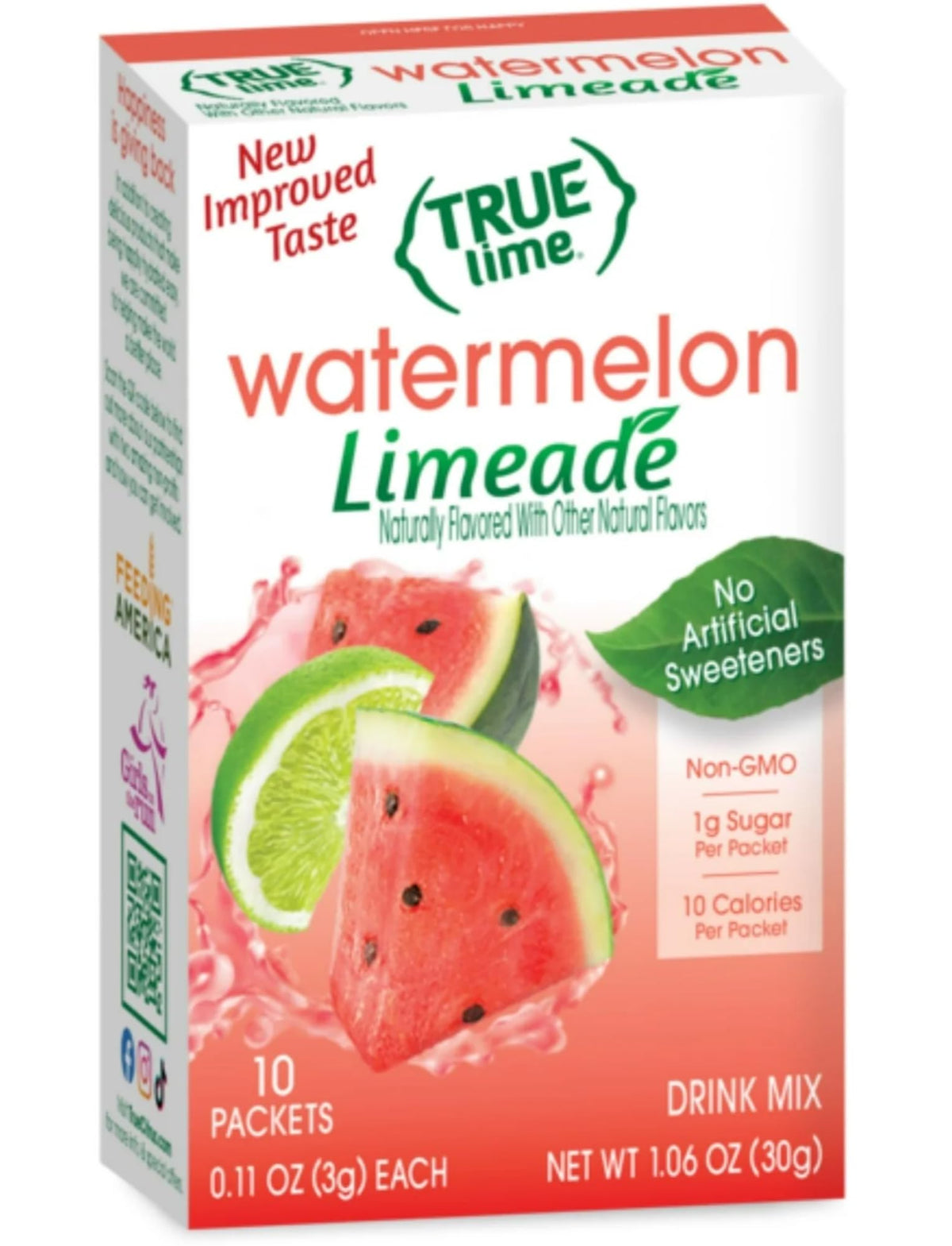 True Lime, Watermelon Limeade Drink Mix 10 packets (Pack of 4)