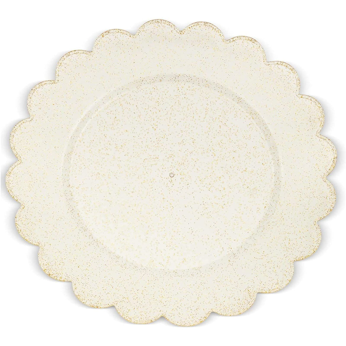 BLUE PANDA 50-Pack Gold Plastic Plates - Gold Glitter Plates with Scalloped Edges, Disposable for Birthdays, Weddings, Bridal Shower, 9 inches