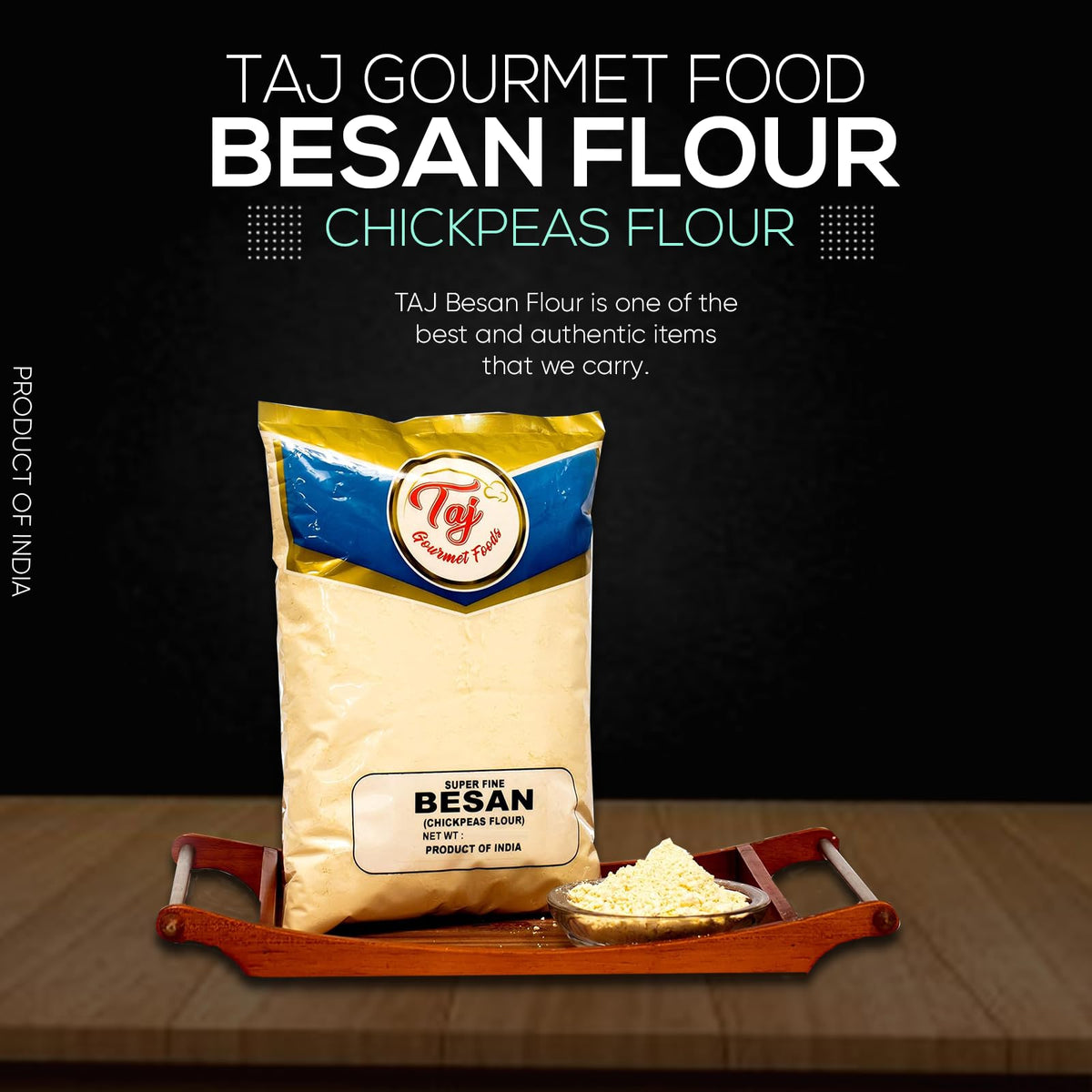 TAJ Besan Flour 2-Pounds | Chick Pea | Gram Flour | Finely Grounded