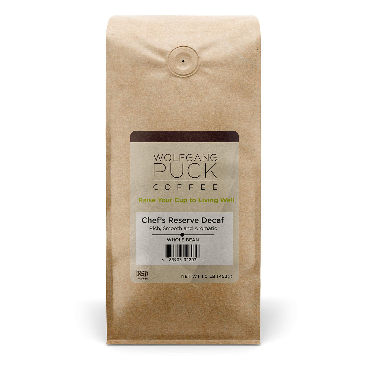 Wolfgang Puck Coffee, Chef's Reserve Decaf, Whole Bean Coffee, 1-Pound