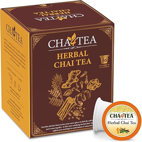 Cha4TEA 36-Count Herbal Chai Tea Pods Compatible with Keurig K-Cup Brewers