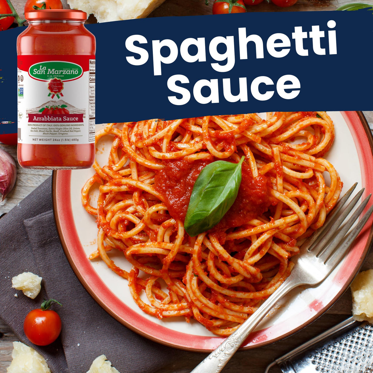La San Marzano Arrabiata Sauce, 24 oz, Pasta Sauce Made in Italy, All Purpose Tomato Premium Quality, All Natural, Mediterranean Diet, Non GMO, Vegan